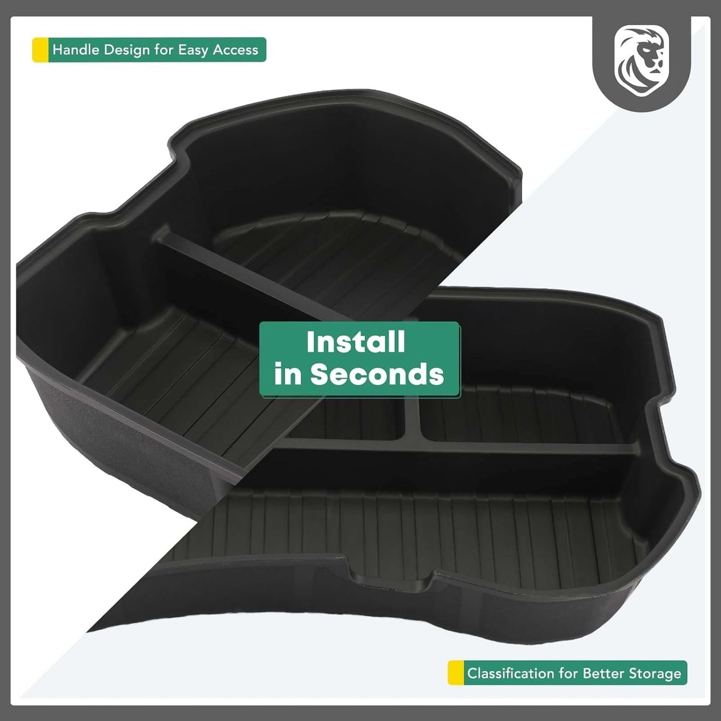 YHTAUTO Front Trunk Organizer Compatible with Tesla Model 3 2021 2022 2023 Accessories, Waterproof Frunk Storage Bins Organizer Front Trunk Storage Box - Black