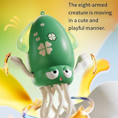 Electric Auto-Avoid Octopus, Electric Crawling Octopus Toy, Stress Relief Gift, with LED & Music, for Kids Indoor Play, Sensory & Motor Skill Development (Yellow)