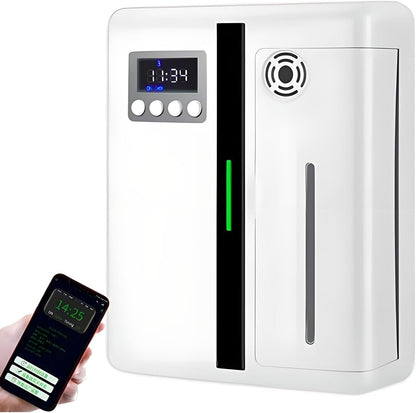 Bluetooth Aromatherapy Diffuser for Home, Humidifier Large Room, Smart Air Scent Diffuser with Detachable Atomizing Head, Led Screen Display, Button + Remote Control, Four Sections of Timing White