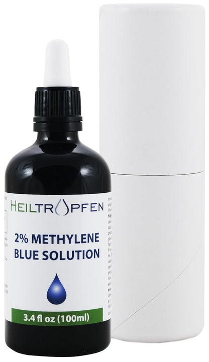 High Concentration 2% Methylene Blue Solution - 100ml | Ultra High Purity | USP Pharmaceutical Grade Ingredients - Third Party Tested | Formaldehyde Free | Methylene | Heiltropfen®