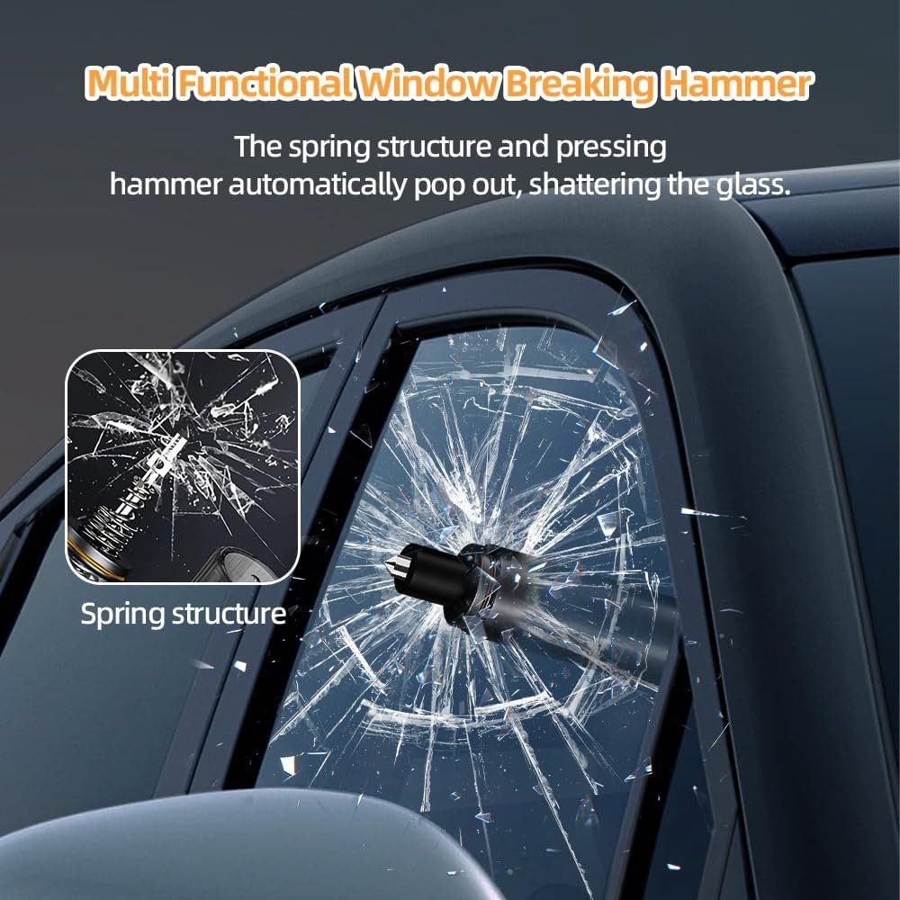 Ubitree 2-in-1 Emergency Car Escape Tool - Window Breaker & Seat Belt Cutter, Portable Safety Hammer for Auto, Land, and Underwater Survival, Multifunctional Emergency Gadget