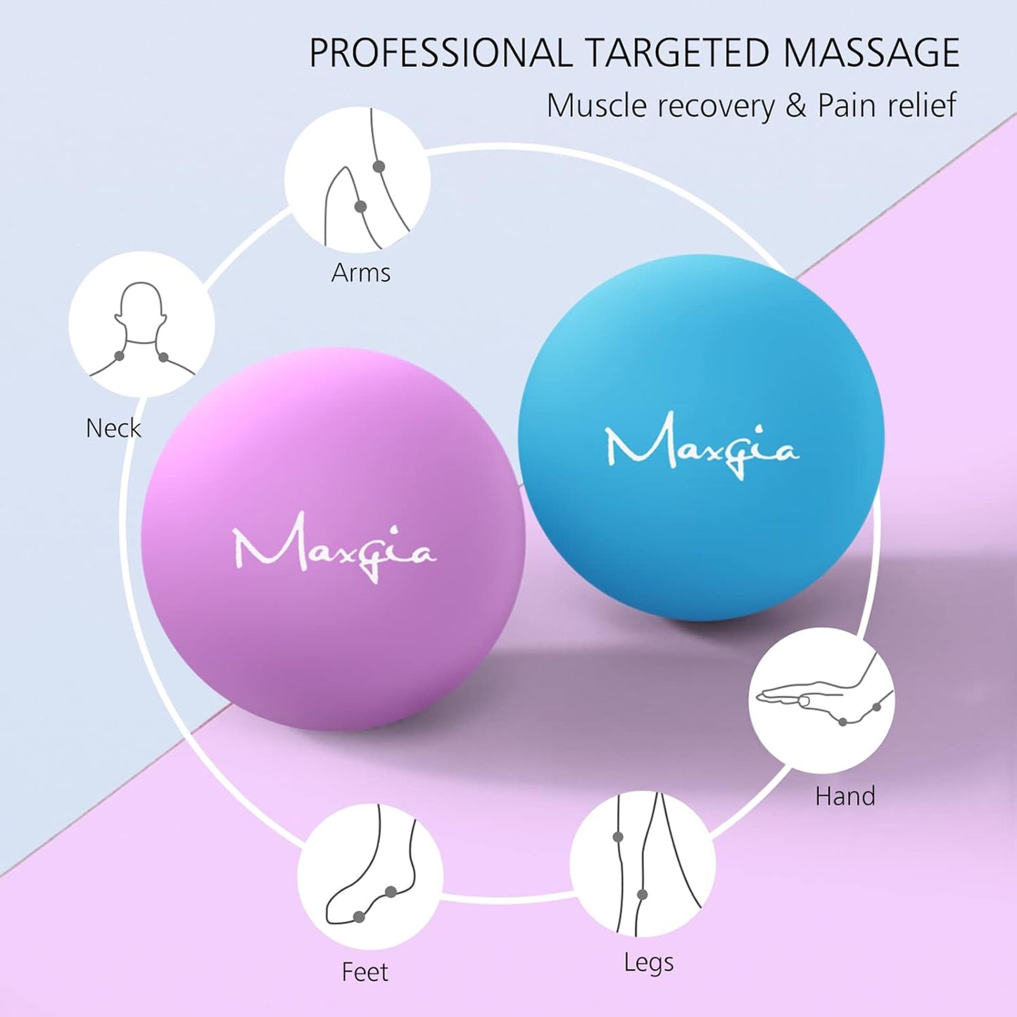 Maxgia Mini Massage Ball, 2" Vibrating Massage Ball for Jaw, Hands, Foot and Plantar Fasciitis Myofascial Release, Mobility and Recovery