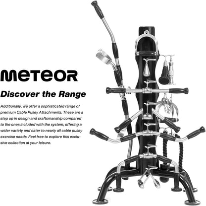 Meteor LAT and Lift Pulley System – Home Gym Cable Pulley for Biceps, Triceps, Shoulders & Back Workout – Silent Pulley, High-Strength Cables & Detachable Handle