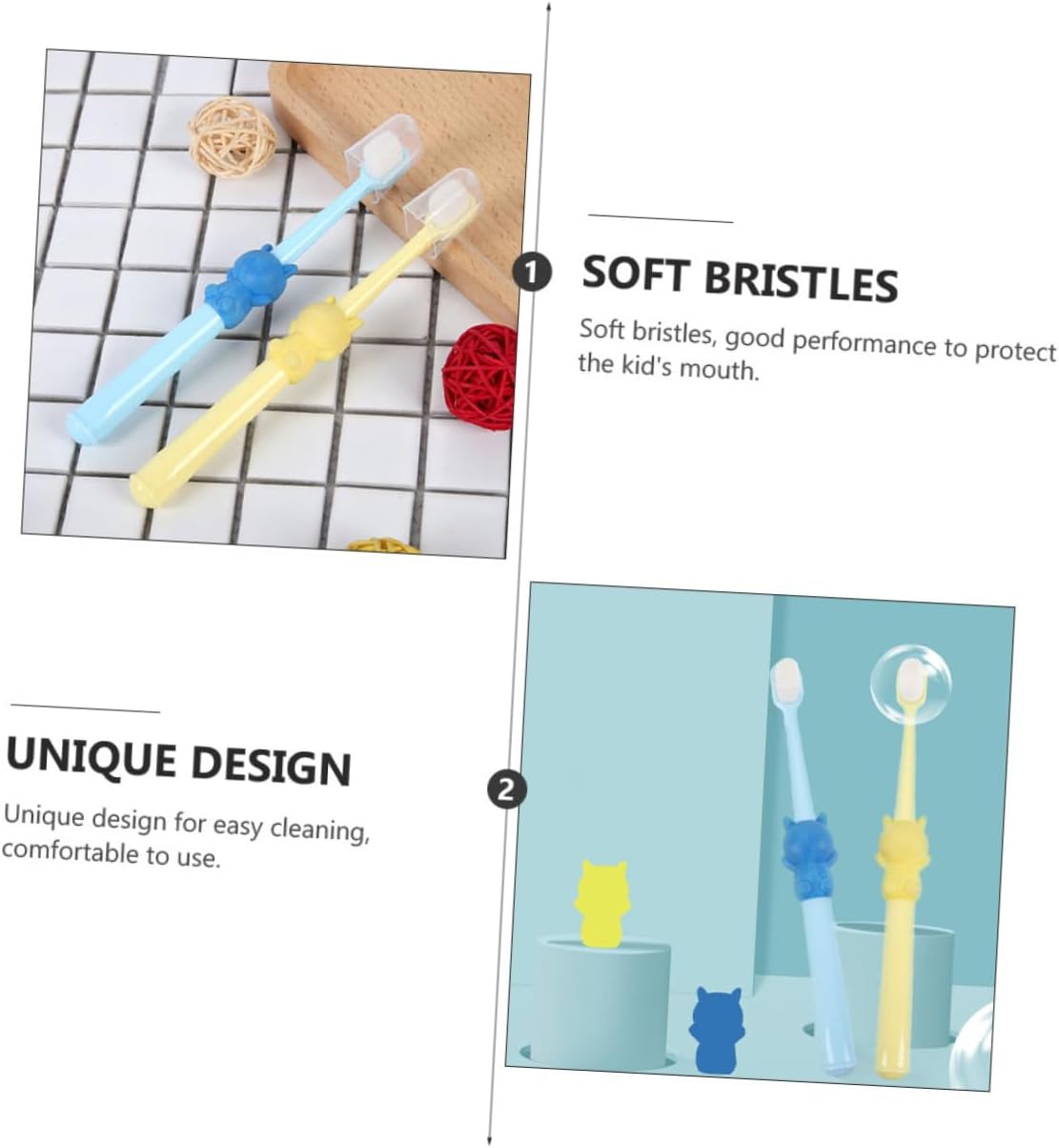 HAMPPLIES 2pcs Toothbrush Soft Bristle Teeth Cleaning Brush for Gentle Care Cartoon Design for Childrens Oral Hygiene