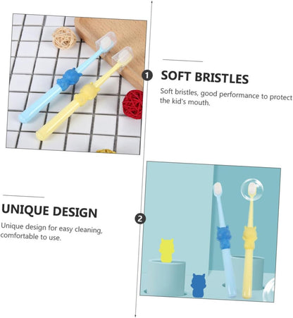 HAMPPLIES 2pcs Toothbrush Soft Bristle Teeth Cleaning Brush for Gentle Care Cartoon Design for Childrens Oral Hygiene