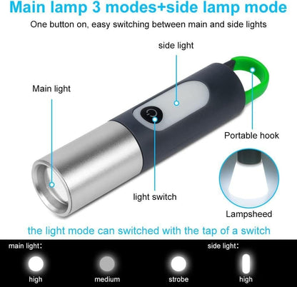 Clearhill LED High Lumens Tactical Flashlight - USB Rechargeable,with Telescopic Zoom,6 Modes, Waterproof, Ideal for Emergency, Outdoor, Camping