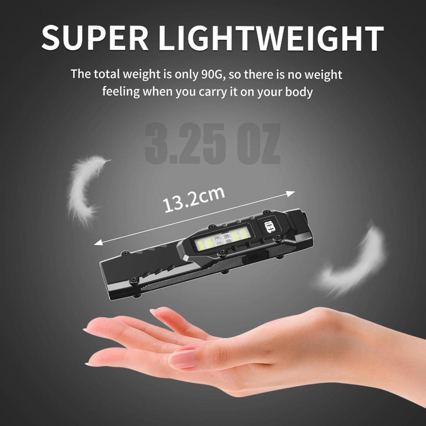 Ciwuzxs EDC Tactical Flashlight DT007, Compact 7 Mode Pocket LED Flashlight - 1500LM, USB-C Rechargeable Digital Display, IPX5 with Side Light and Clip for Everyday Carry Travel (1, Black)