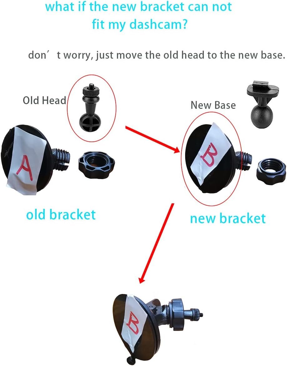 Dash Cam Mount Compatible with CHORTAU Apexcam Claoner Dash cam, Suction Mount Easy to Install and Use, Replacement Screen Mount Strong Suction Power Hight Durability and Removeable 2 Pcs