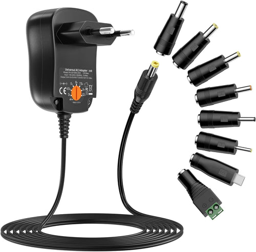 Zolt 12W Universal AC to DC Power Supply 3 V 4.5 V 5 V 6 V 7.5 V 9 V 12 V 1 A, Multi-voltage Adapter with 8 DC Plugs for Home Electronics
