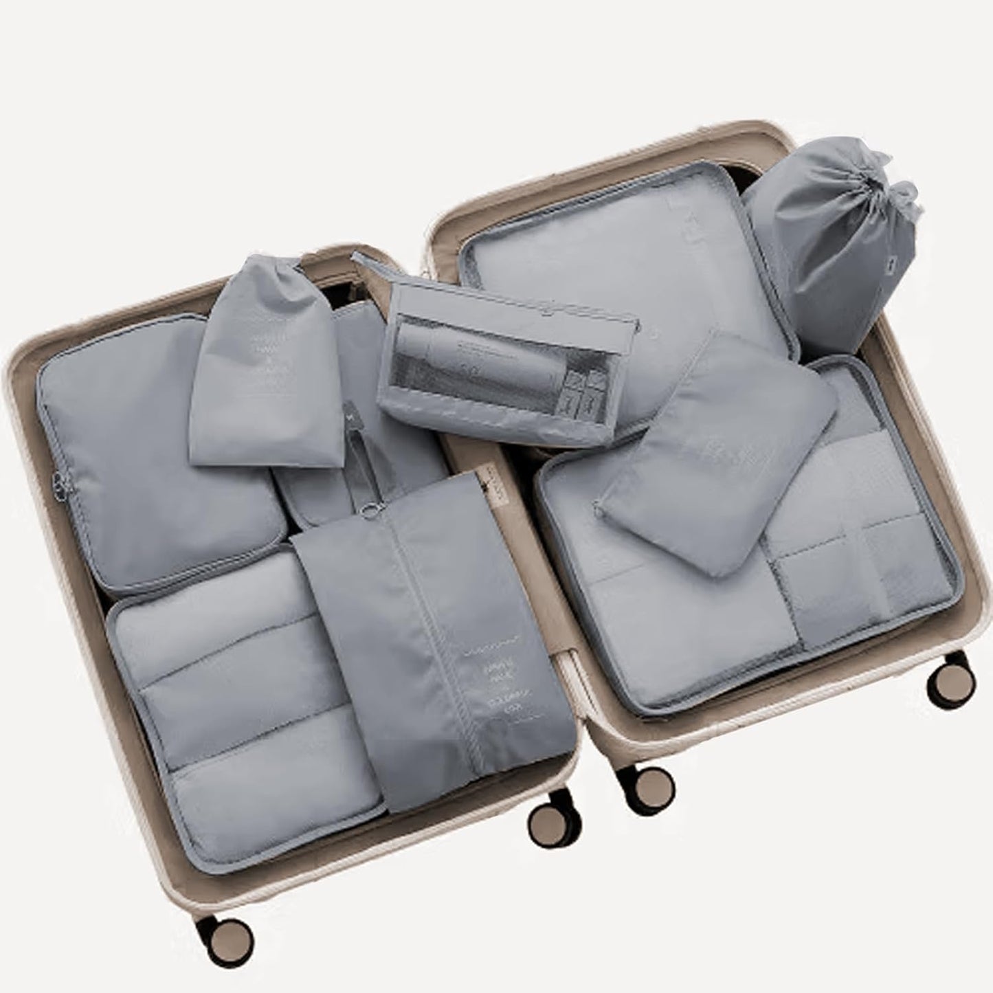 Shrubz 12 Pieces Organizer Suitcases, Packing Cubes, Clothing Underwear Footwear Organizers Sacks Storage Suitcase Set, Organizer for Travel Holidays, Grey
