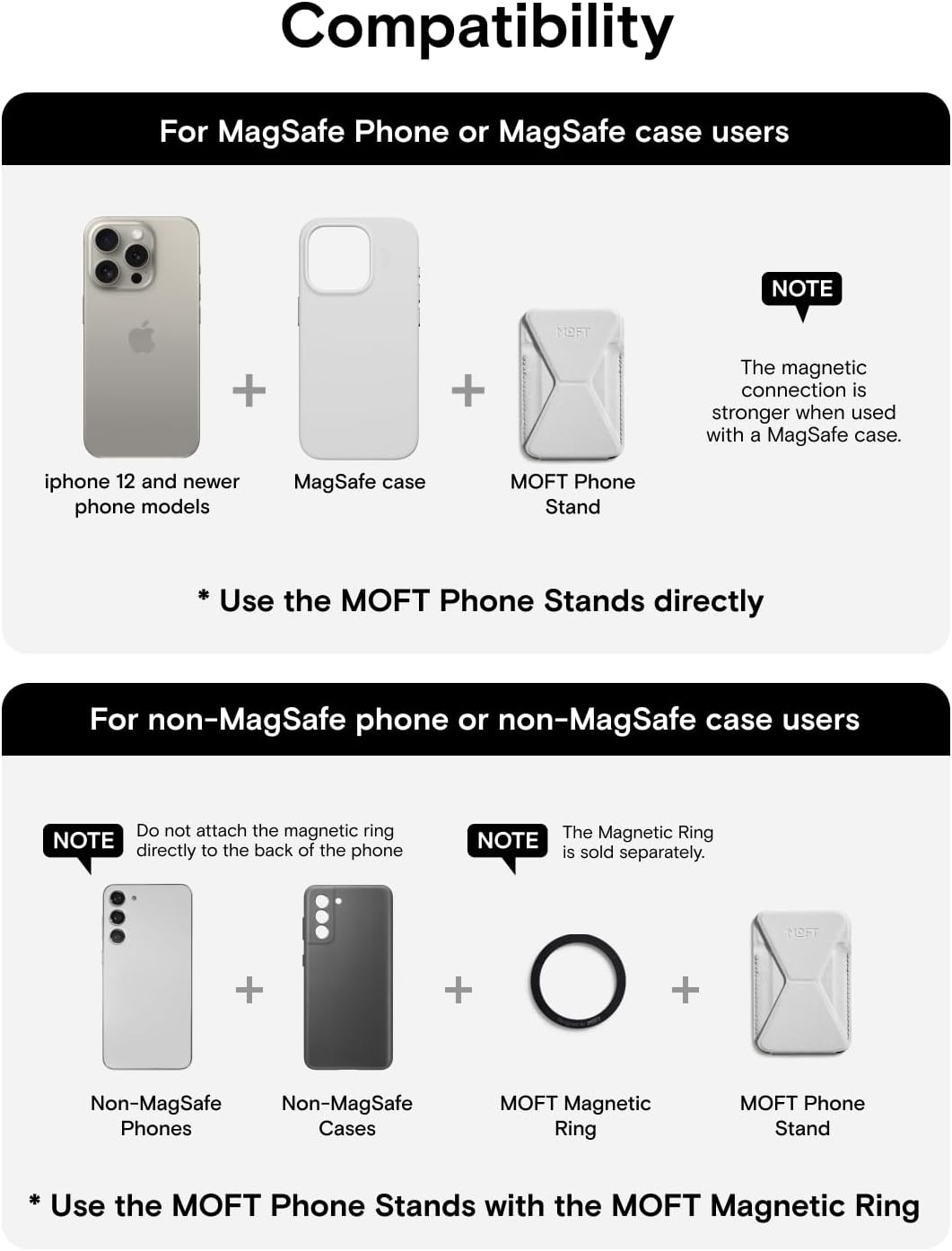 MOFT Magsafe Wallet Stand, Phone Stand for iPhone 16/15/14/13/12 Series, Adjustable Phone Holder with 3 Viewing Angles, MOVAS Magsafe Stand (Misty Cove)