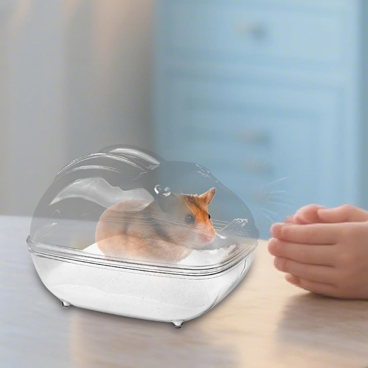 Hamster Sand Bath Container, Clear Gerbil Bathroom Box, Sturdy & Transparent Design, Chinchilla Bathtub Cleaning Container for Small Animal Hygiene and Grooming