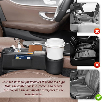 Car Seat Gap Filler Organizer With Cup Holder - Storage Box for Most Cars, SUV (Black, Passenger Side)