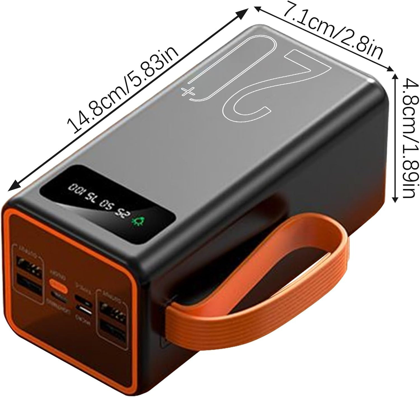 Solar Power Bank, Portable Cell Phone Charger, Long-Lasting External Battery Pack, 5.83x2.8x1.89 Inches, Compact Idealfor Charging Devices During Outdoor Camping and Hiking