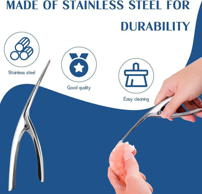 2 Pcs Shrimp Deveiner Tool and Peeler, Stainless Steel Prawn Peeler, Portable Shrimp Peeler Set, Kitchen Gadgets(Color:Silver)