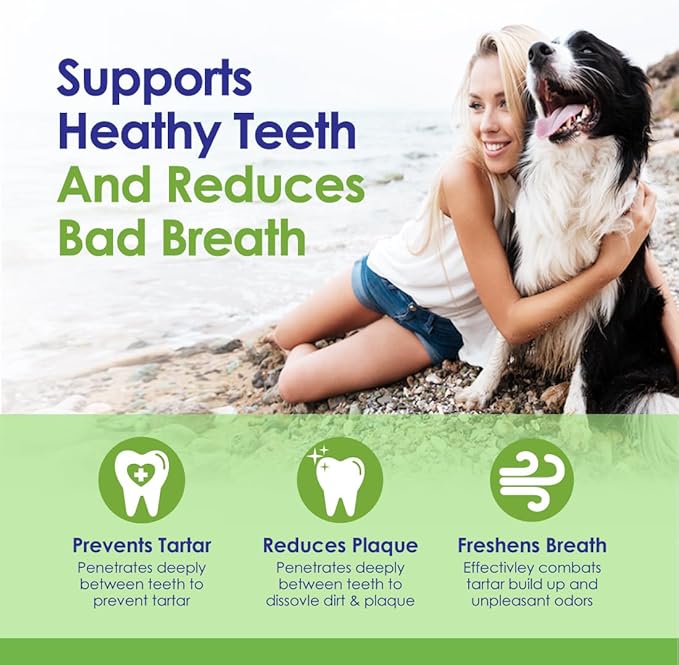 NuLife Natural Pet Health Dog Teeth Cleaning Powder, Dog Plaque and Tartar Remover, Bad Breath Treatment for Dogs with USDA Organic Sea Kelp Powder, Dog Dental Care Made Easy, for All Ages, 12 oz