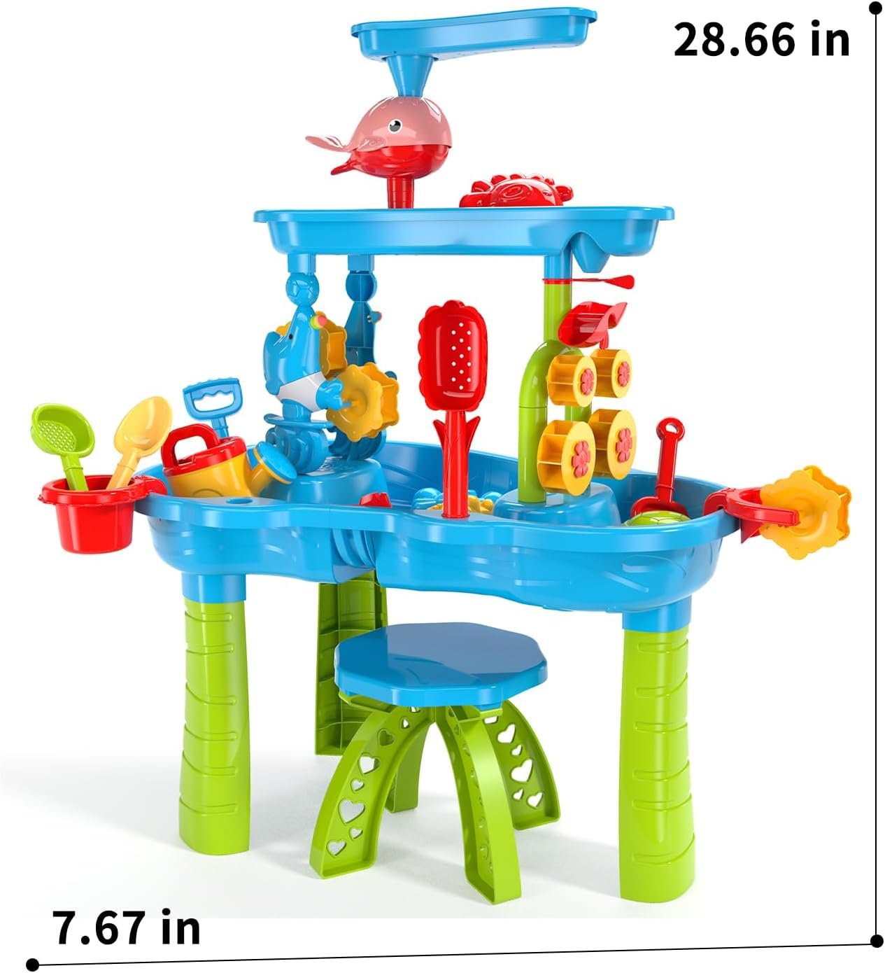 Kids Sand Water Table Toys for Toddlers, 3-Tier Outdoor Sand and Water Play Table Toys for Toddlers Kids, Kids Beach Toys Activity Sensory Play Table Beach Summer Outside Toy for Toddler Age 3-5