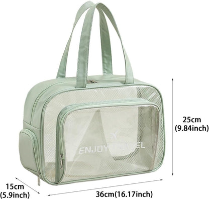 shpuuyy Clear Travel Bags for Toiletries - Waterproof Large Zippered Pouch for Beach Swimming Pool,Portable Fitness Sports Bag, Travel Organizer, Cosmetic Makeup Bags, Holds Shoes Towels