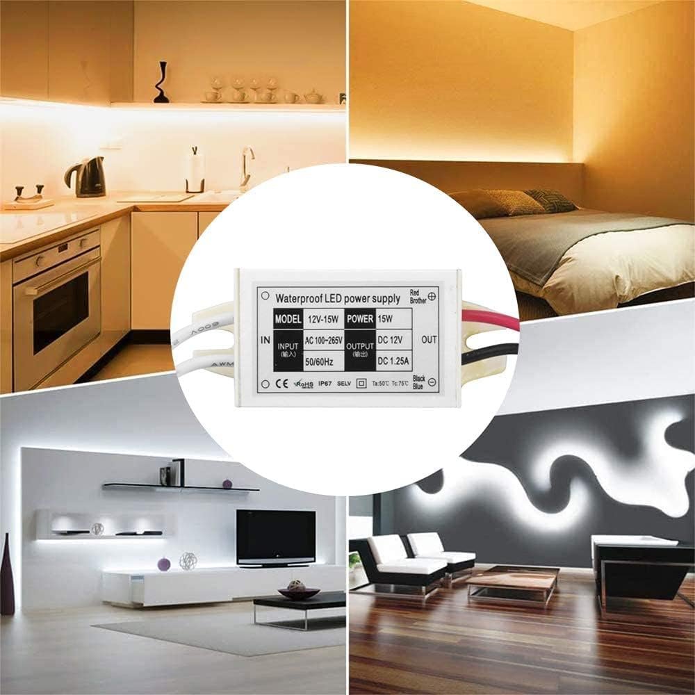Klarlight Waterproof IP67 15W 12V DC LED Power Supply - 120VAC to 12V DC Converter for LED Strip Lights, MR11/MR16 Bulbs, CCTV Camera (4-Pack)