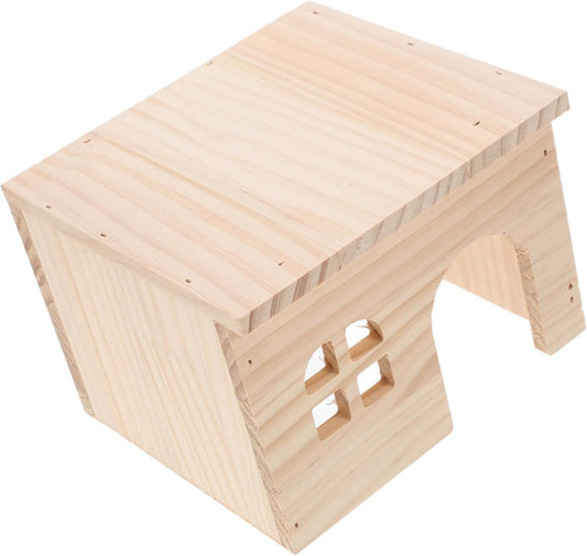 TOYANDONA Hamster Hiding and Feeding Platform Natural with Integrated Feeding Watering Areas Escape Design for Hamsters Chinchillas and Small Pets