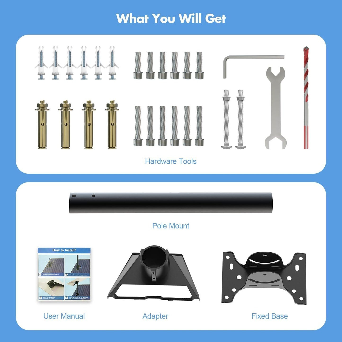Starlink Roof Mount Gen 3, 180° Adjustable Starlink Pivot Mount, Heavy Duty Starlink Pole Mount with Starlink Gen 3 Pipe Adapter, Standard Starlink Mounting Kit Compatible with Gen 3 Standard Dish