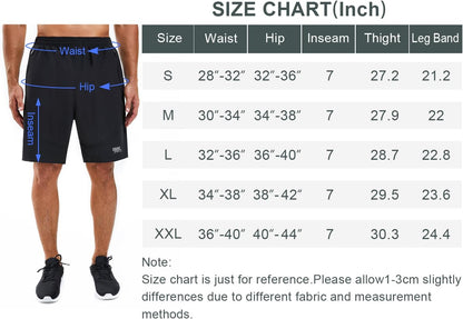 Souke Sports Men's Workout Running Shorts Quick Dry Athletic Performance Shorts Black Liner Zip Pockets