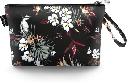 Gloppie Large Makeup Bag, Travel Cosmetic Bag with Zip, Makeup Bag for Professional Make-Up Artist, Travel Make up Bag Beauty Case, White Flower