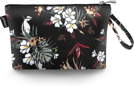 Gloppie Large Makeup Bag, Travel Cosmetic Bag with Zip, Makeup Bag for Professional Make-Up Artist, Travel Make up Bag Beauty Case, White Flower