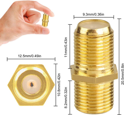 VCE Coaxial Cable Connector, RG6 Coax Cable Extender F-Type Gold Plated Adapter Female to Female for TV Cables,2 Pack