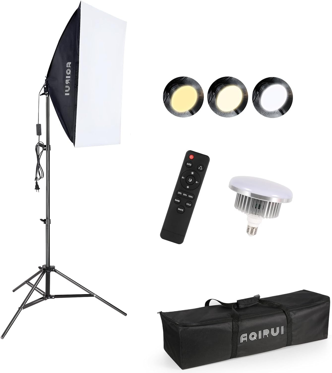【Upgrade LED Bulb】 Softbox Lighting Kit, Continuous Photography Lighting Kit with 2X175W E27 LED Bulb, 2x20x28in Soft Box, Photo Studio Lights Equipment for Camera Shooting (1 LED Softbox)