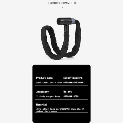 Bike Chain Lock, Anti Theft Road Lock, 0.24x47.24 Inches High Security Locking Tool, Safety Supplies for Electric Vehicles Scooter Riders Outdoor Travel and Loss Prevention