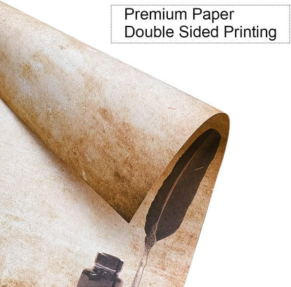 Paper Master Vintage Stationary Set, Old Fashion Letter Writing Stationary Paper and Envelopes Set, 48 Sheets Feather Stationery Set with 24 Envelopes, 8.5x11 inch