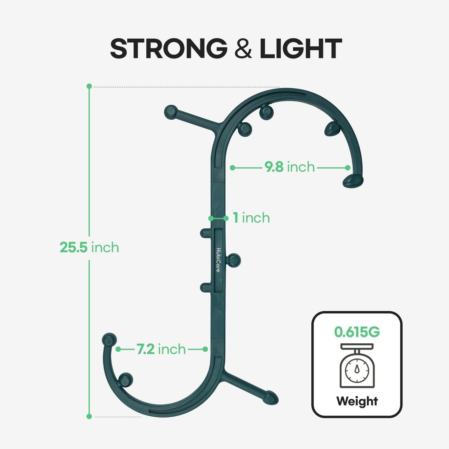 HubiCare Massage Stick, Massage Trigger Point Cane, Body Deep Tissue, Handheld Back, Neck, Shoulder, Leg and Feet, Muscle Release Tool Self Massage Hook Cane for Women & Men (Green)