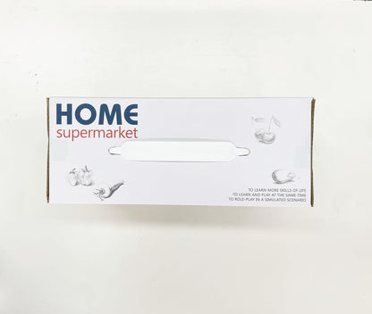 Pretend Play Cash Register Toy Role Play Shopping Cashier Playset with Scanner Card Machine Toy Foods Fruits 33pcs Set Funtional Checkout Game Educational Toy for Kids Birthday