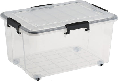 Seymours 30L Super Seal Storage Box with Wheels â€“ Stackable Container with Sealed Lid for Secure, Dustproof, Waterproof Storage of Clothes, Tools, Toys, Documents, Seasonal Items, and More