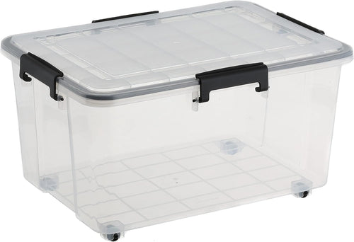 Seymours 30L Super Seal Storage Box with Wheels â€“ Stackable Container with Sealed Lid for Secure, Dustproof, Waterproof Storage of Clothes, Tools, Toys, Documents, Seasonal Items, and More