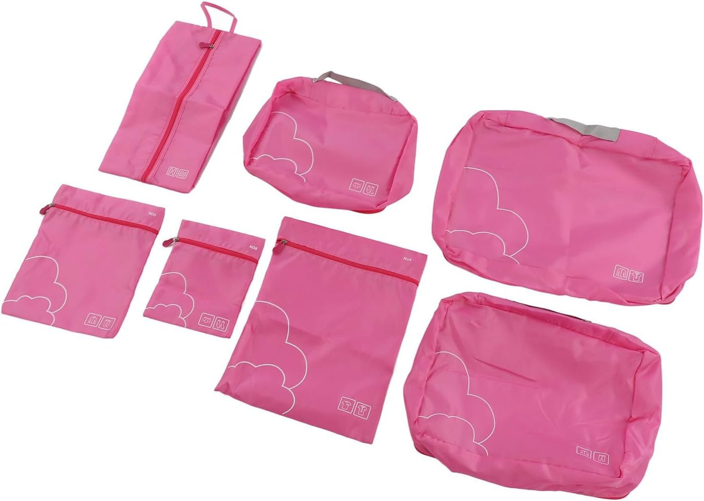 Travel Packing Cubes, Multifunctional Portable Bags, Set of 7 for Neat Organization (Rose Red)