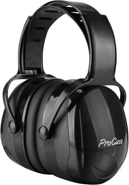 ProCase SNR 36dB Noise Reduction Safety Ear Muffs, Noise Cancelling Headphones Sound Blocking Hearing Protection Earmuffs for Shooting Mowing Construction -Black