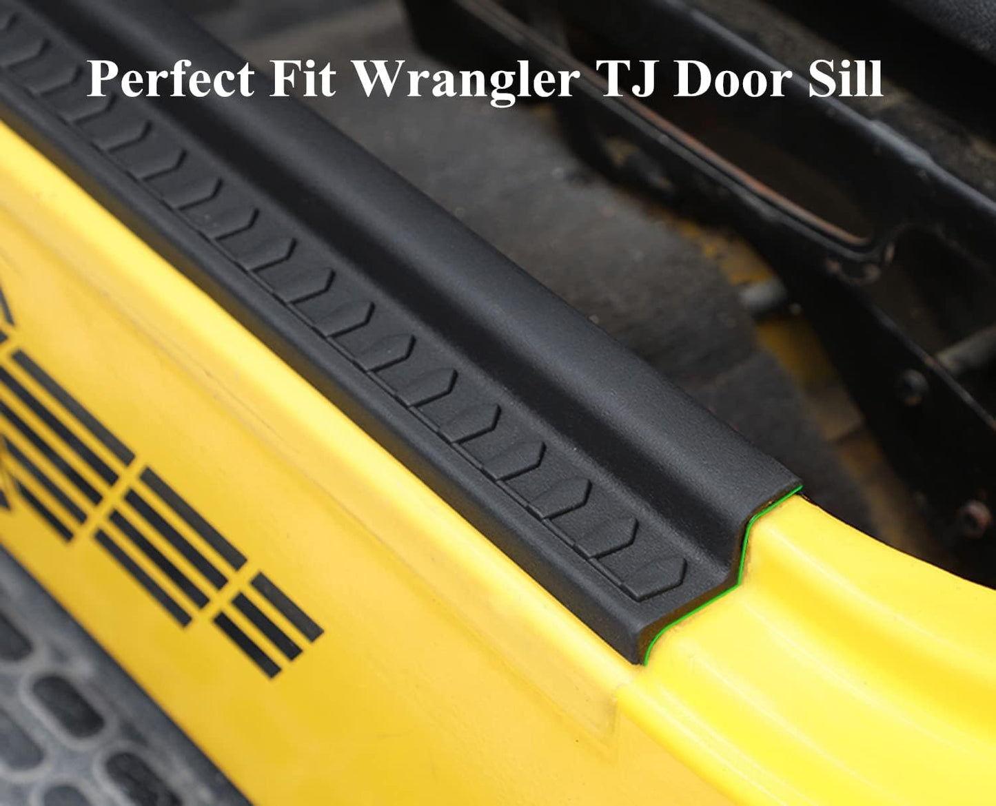 YOCTM Rubber Door Sill Protectors Guards Plate Entry Guard Kit for 97-06 Jeep Wrangler TJ Interior Accessories Full Protection Rubber Black