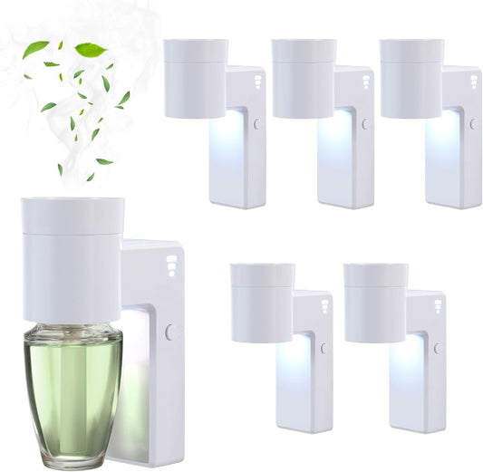 ROSSEX 6 PCS Wall Fragrance Plug in with Night Light and Oil Diffuser Plug with Upgraded Fragrance Concentration Control, Compatible with Bath and Body Works WallFower Plug for Home, White