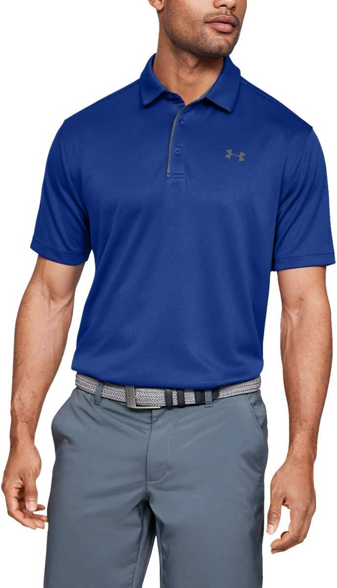 UNDER ARMOUR mens Tech Golf Polo ,Cruise Blue (899)/Pitch Gray, Large