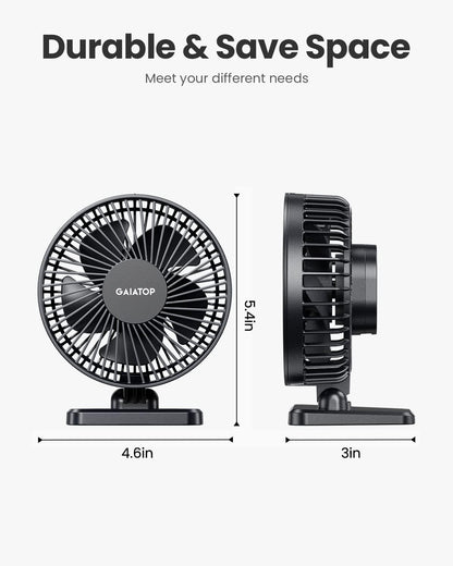Gaiatop USB Desk Fan, Small But Powerful, Portable Quiet 3 Speeds Wind Desktop Personal Fan, Adjustment Mini Fan Table Fan for Better Cooling, Home Office Car Indoor Outdoor Black