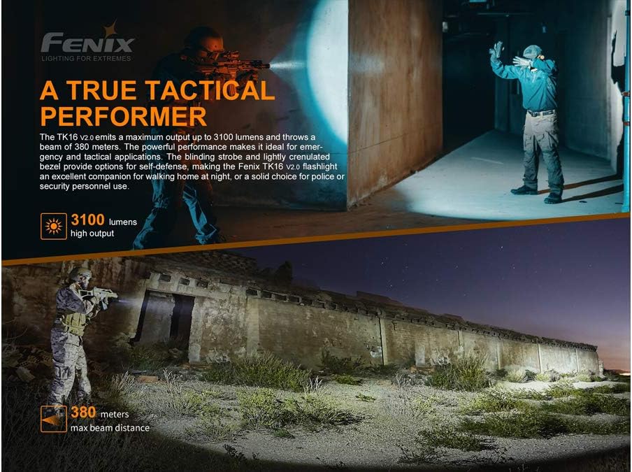Fenix TK16 v2.0 Tactical Flashlight, 3100 Lumen