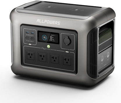 ALLPOWERS R1500 Portable Power Station, 1152Wh Expandable LiFePO4 Battery Backup w/ 4 1800W (3000W peak) AC Outlets, 0-80% in 40 Min, 43dB UPS Solar Generator for Camping, Off-grid, RV, Home Use