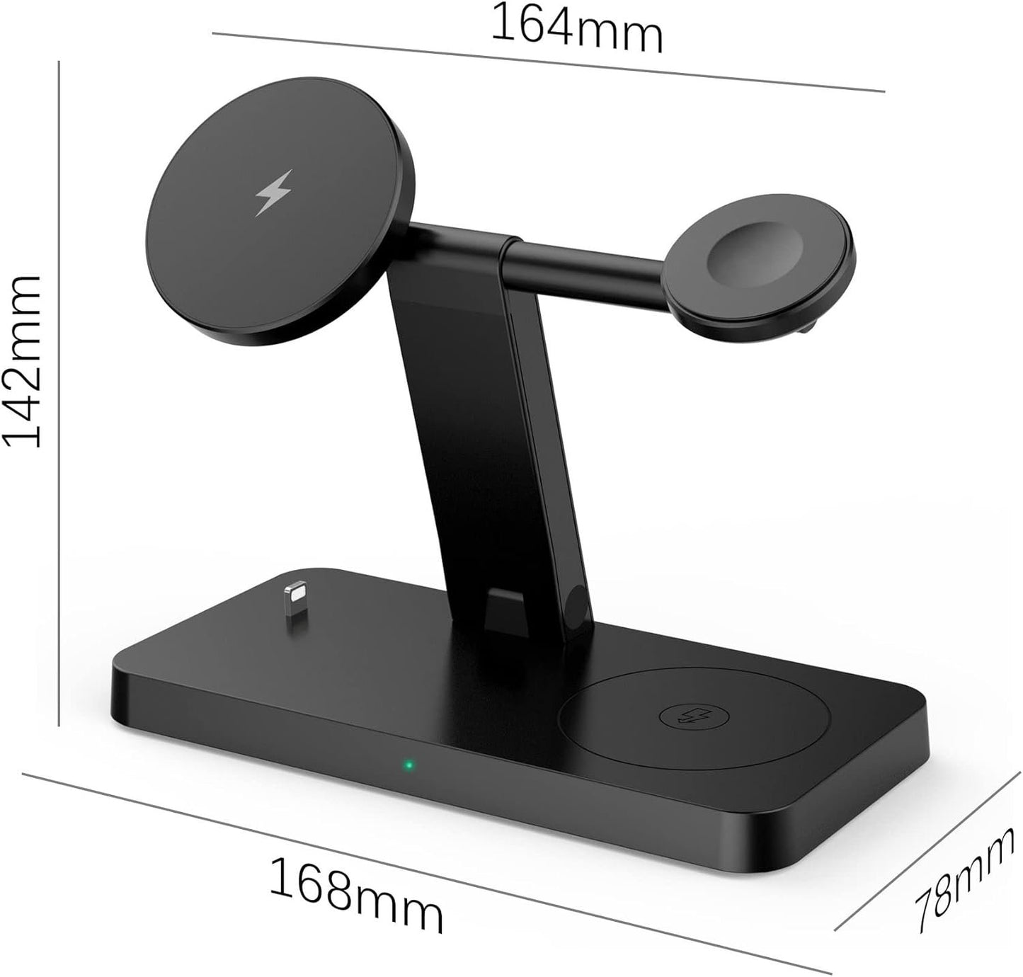 4 in 1 Wireless Charger Stand Magnetic Wireless Charging Station Compatible with Apple Watch Series 10/9/8/7/6/5/4/3/SE/Ultra, AirPods, iPhone 16/15/14/13/12/Pro/Pro Max/Mini (No AC Adapter)
