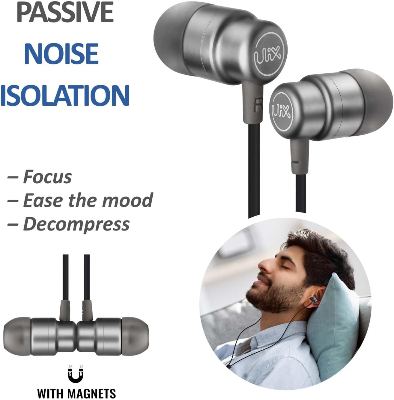 ULIX Rider USB C Headphones, 5 Years Warranty, Magnetic USB-C Earbuds for iPhone 16 15 Pro Max Plus Samsung Galaxy S24 S23 Ultra S22 S21 FE S20 Z Flip 3 Fold 4 A53 A54, USB Type C Earphones - Grey