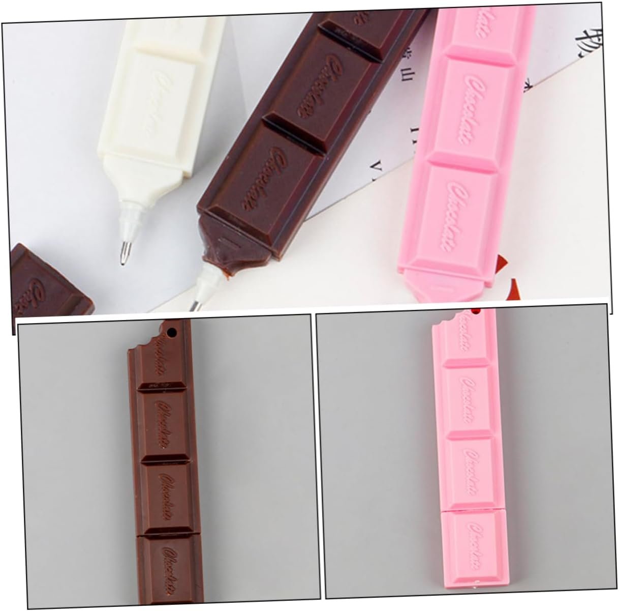 SEWACC Unique Creative Stationery 3pcs Chocolate Shape Pen Kids Gel Pen Novelty Writing Tools