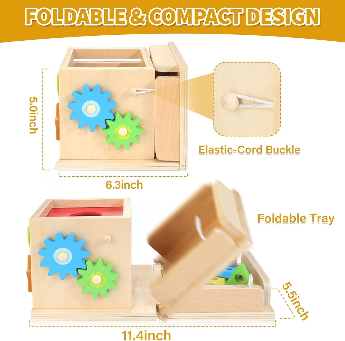 Wooden Montessori Baby Toys, 8-in-1 Wooden Play Kit Includes Object Permanent Box, Coin Box, Carrot Harvest, Shape Sorting & Stacking - Montessori Toys for Boys Girls Toddlers