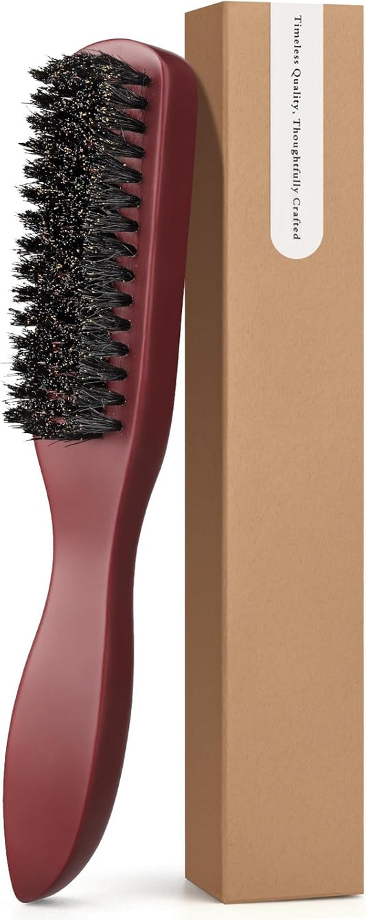 Chilvure Universal Boar Bristle Beard Brush, Anti-Static Styling Wooden Hair Brush for Men&Women, Perfect for Hair&Beard Care Men's Grooming Straightens Promotes Growth Works with Beard Oil and Balm Beard Kits