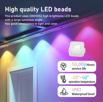 Permanent Outdoor Lights - 49ft Smart RGB Outdoor Lights, Strips Waterproof Outdoor IP68 Outside LED Eaves Lights with App Control,Music Sync Strip Lights for Eave, Roof, Party,Garde,Room Decor